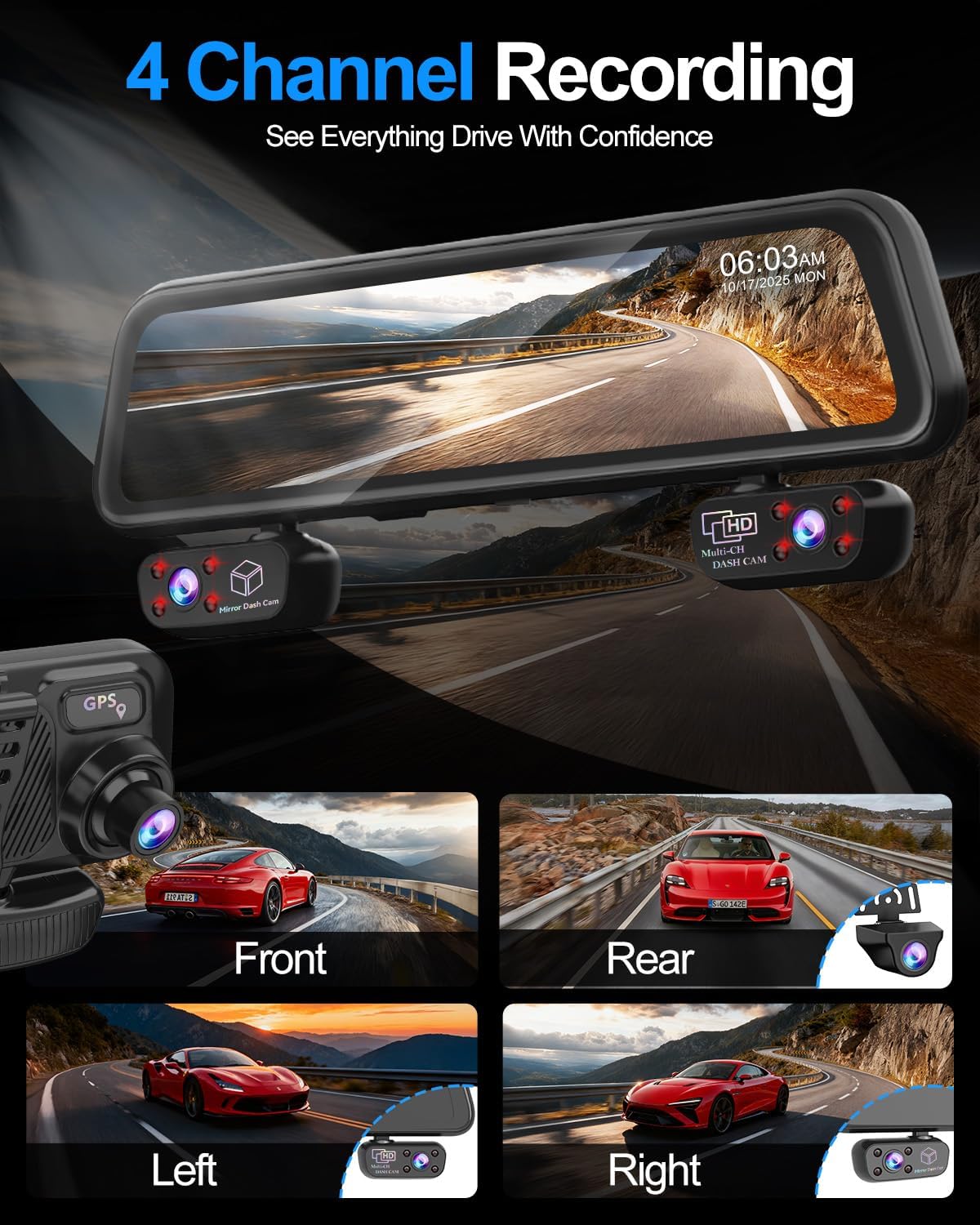 M2MAX Rear View Mirror Dash Cam