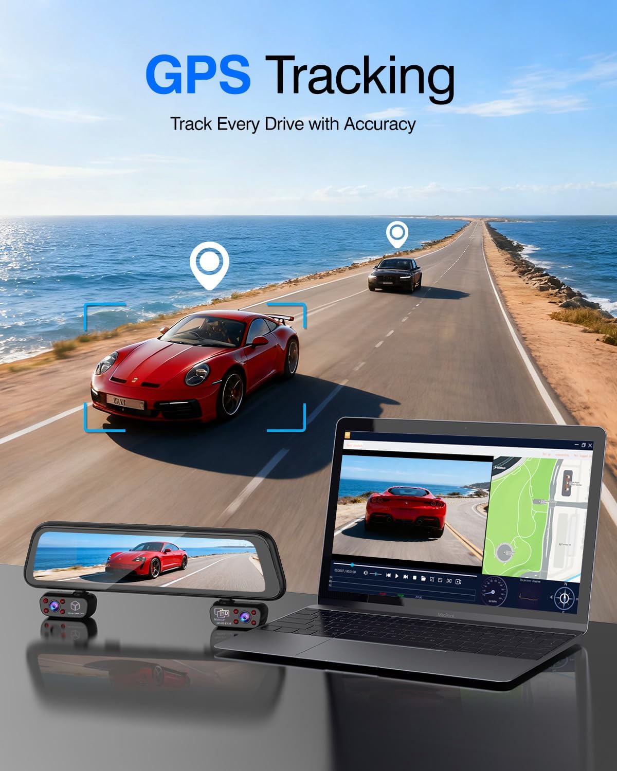 M2MAX Rear View Mirror Dash Cam